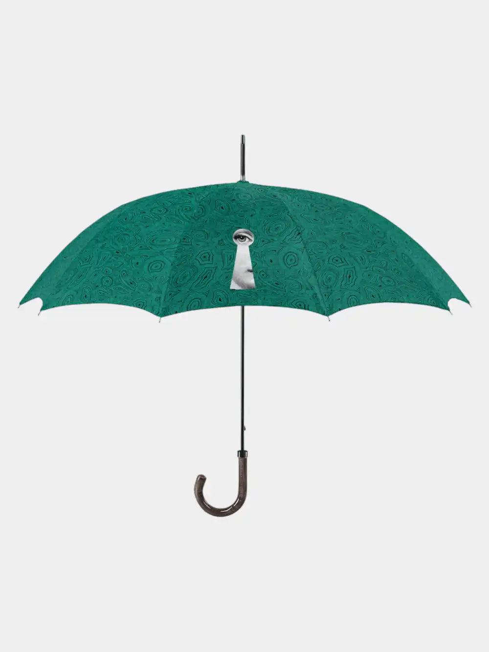 Fornasetti Parapluie vert à imprimé "Serratura su Malachite"Fornasetti