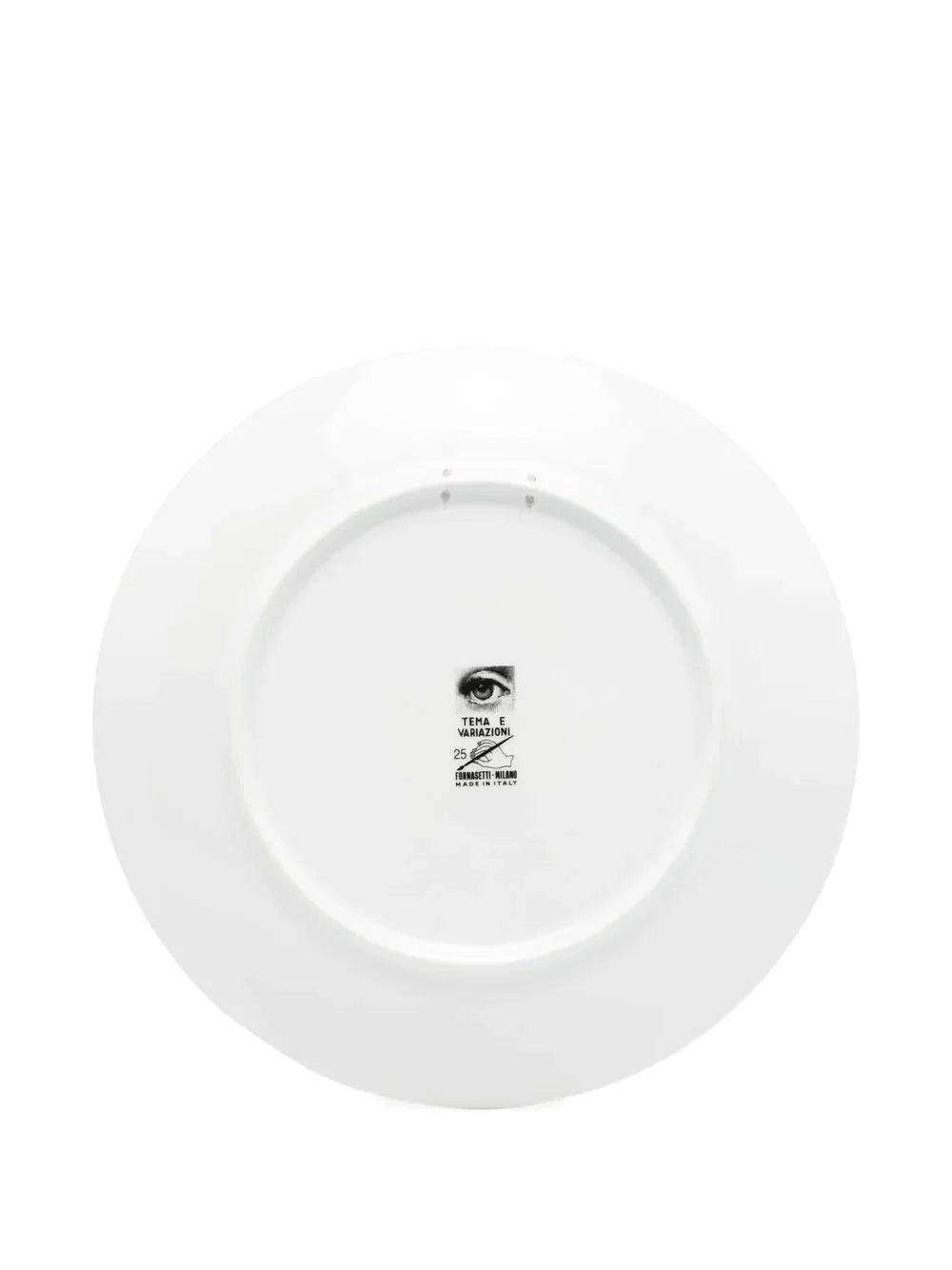 Fornasetti Assiette "Tema e Variazioni" n.25 en porcelaine blanche et noire - 42423_TU 