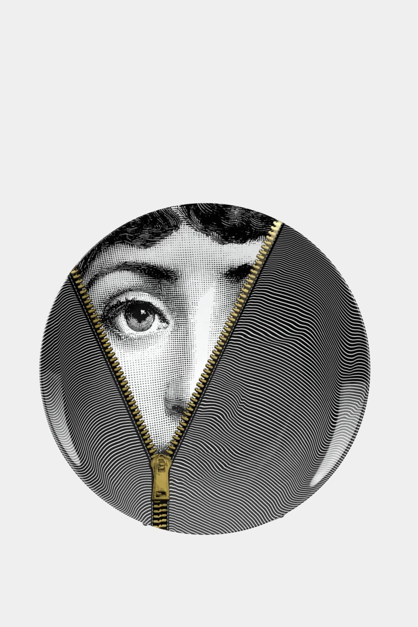 Fornasetti Assiette "Tema e Variazioni" n.401 en porcelaine blanche et dorée - 41213_TU 