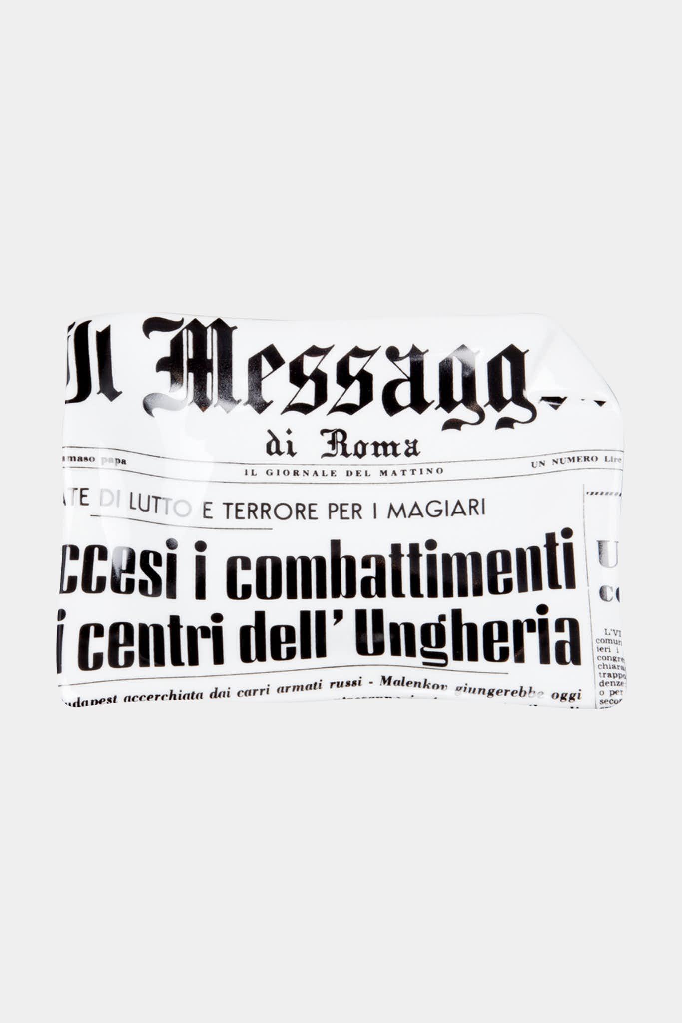 Fornasetti Cendrier "Il messagero" en porcelaine noire et blanche - 90400_TU 