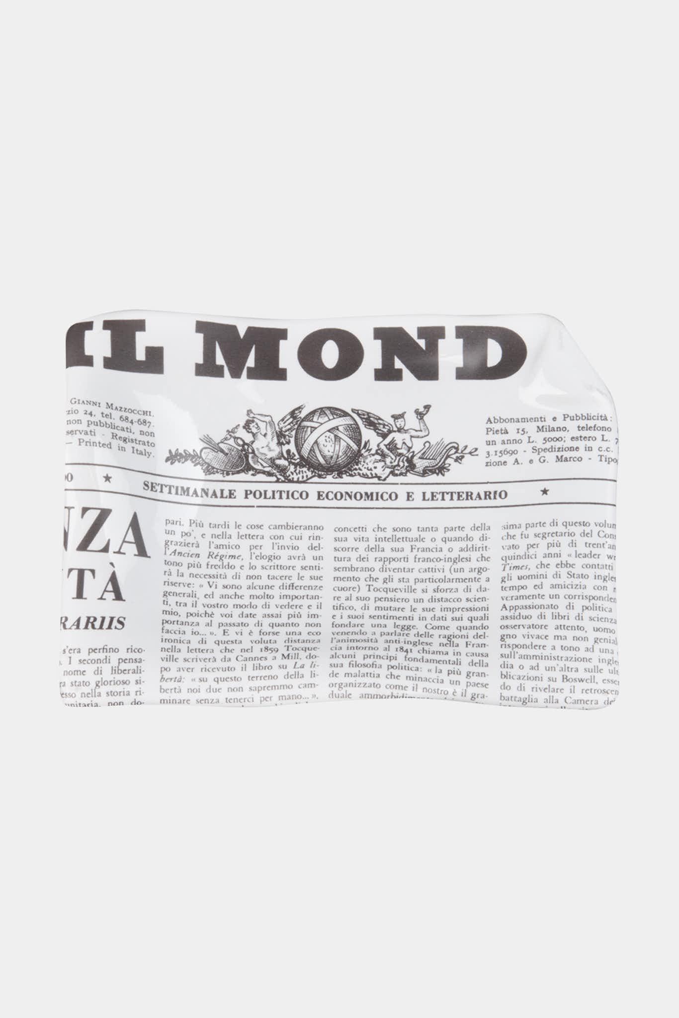 Fornasetti Cendrier "Il mondo" en porcelaine noire et blanche - 90401_TU 