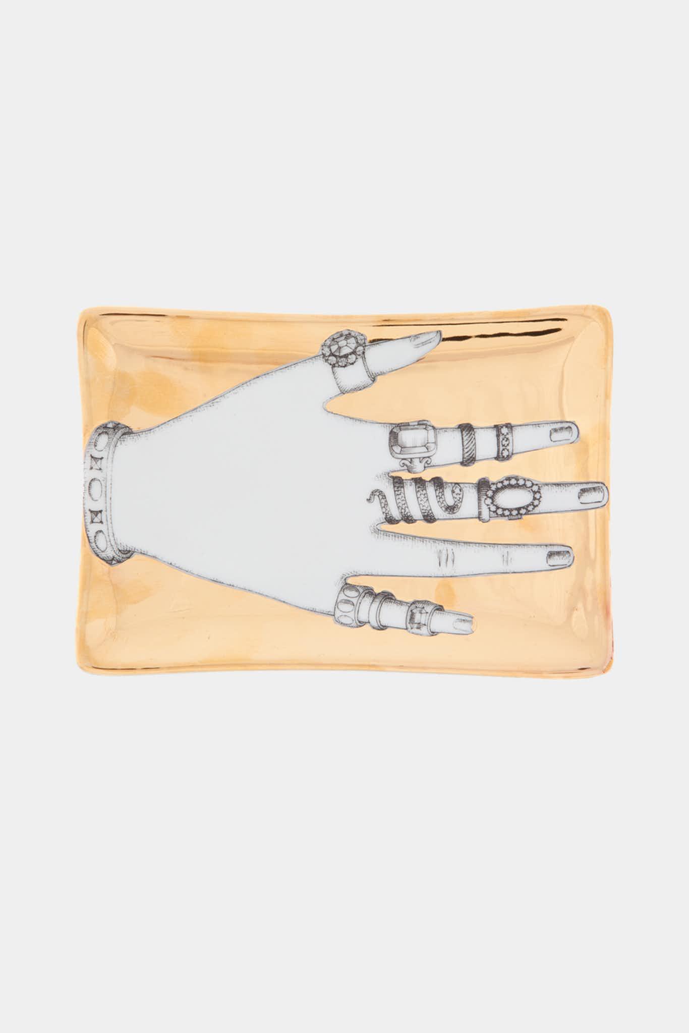 Fornasetti Cendrier rectangulaire Mano con Anelli - doré - 88178_TU 
