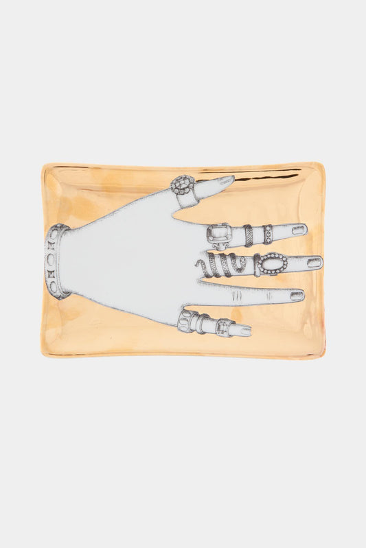 Fornasetti Cendrier rectangulaire Mano con Anelli - doré - 88178_TU 