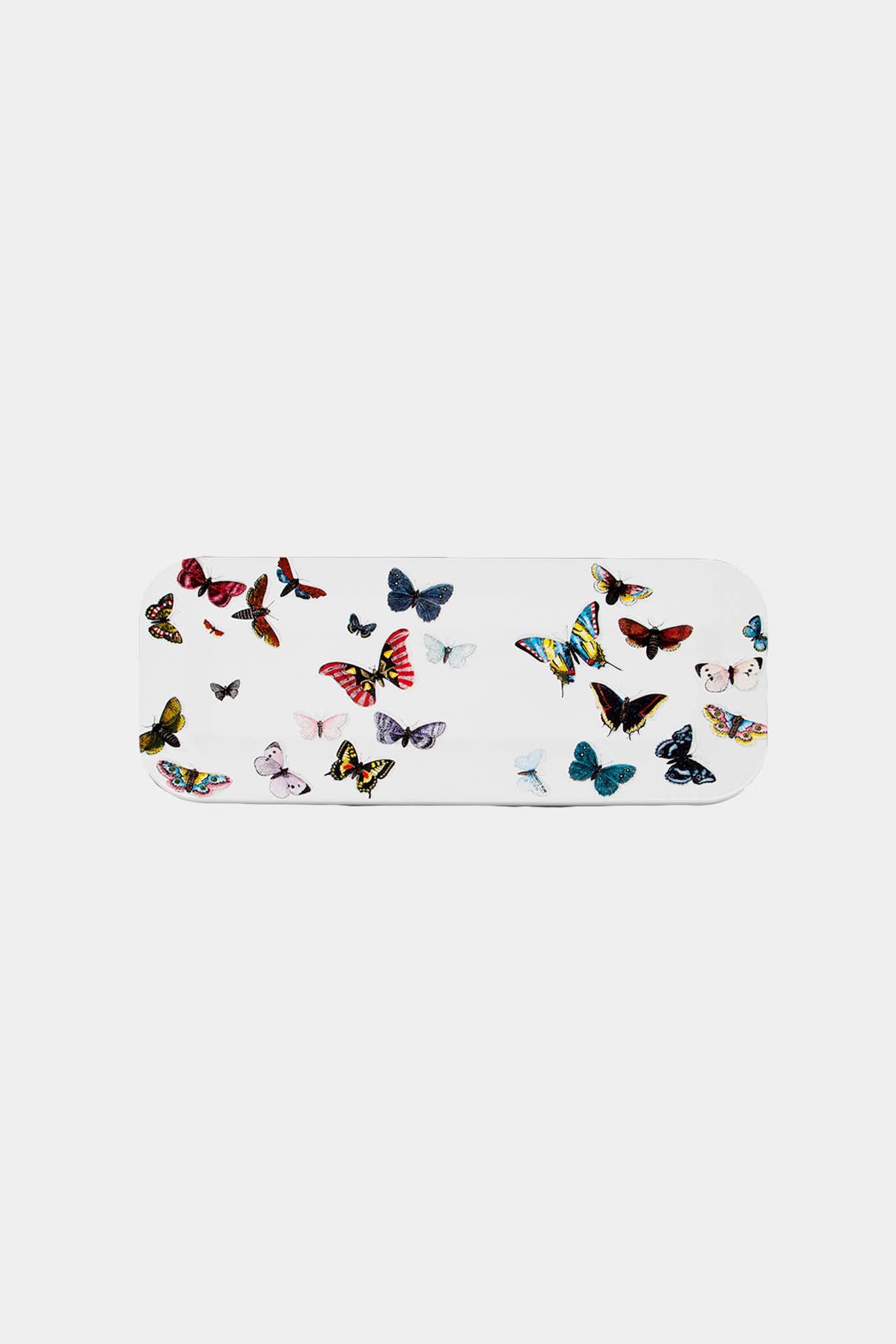 Fornasetti Plateau Farfalle 25x60 - blanc - 10231_TU 