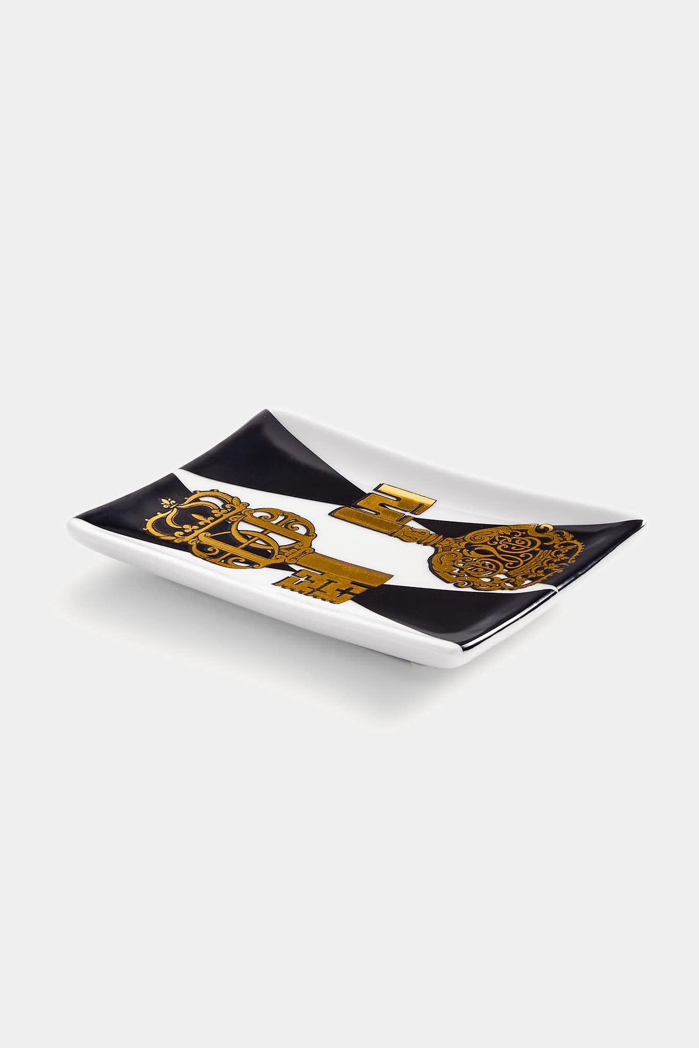 Fornasetti Plateau rectangulaire "Chiavi Gold Rombi" - 42292_TU 