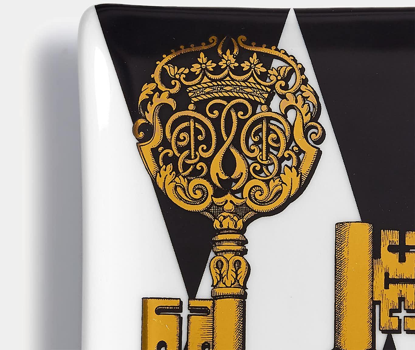 Fornasetti Plateau rectangulaire "Chiavi Gold Rombi" - 42292_TU 