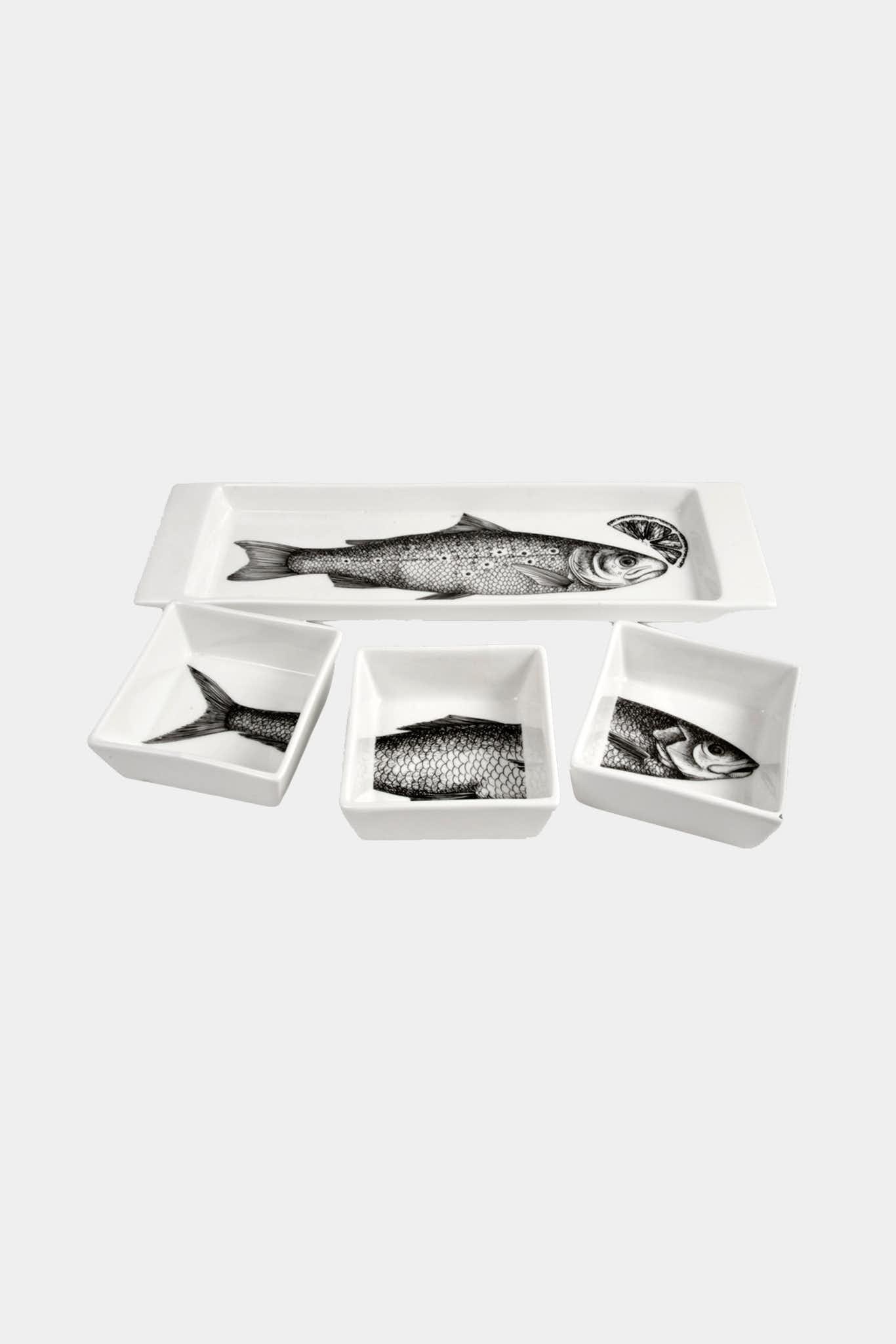 Fornasetti Set apéritif Pesci - noir/blanc - 29093_TU 