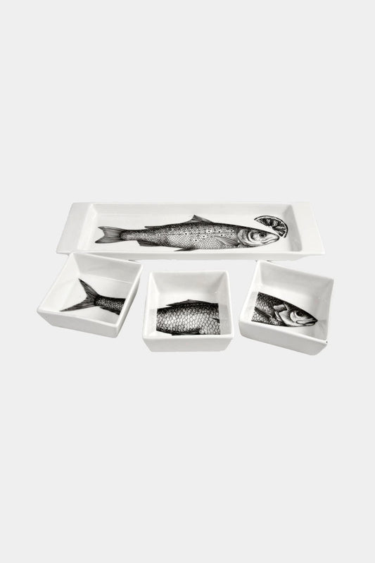 Fornasetti Set apéritif Pesci - noir/blanc - 29093_TU 
