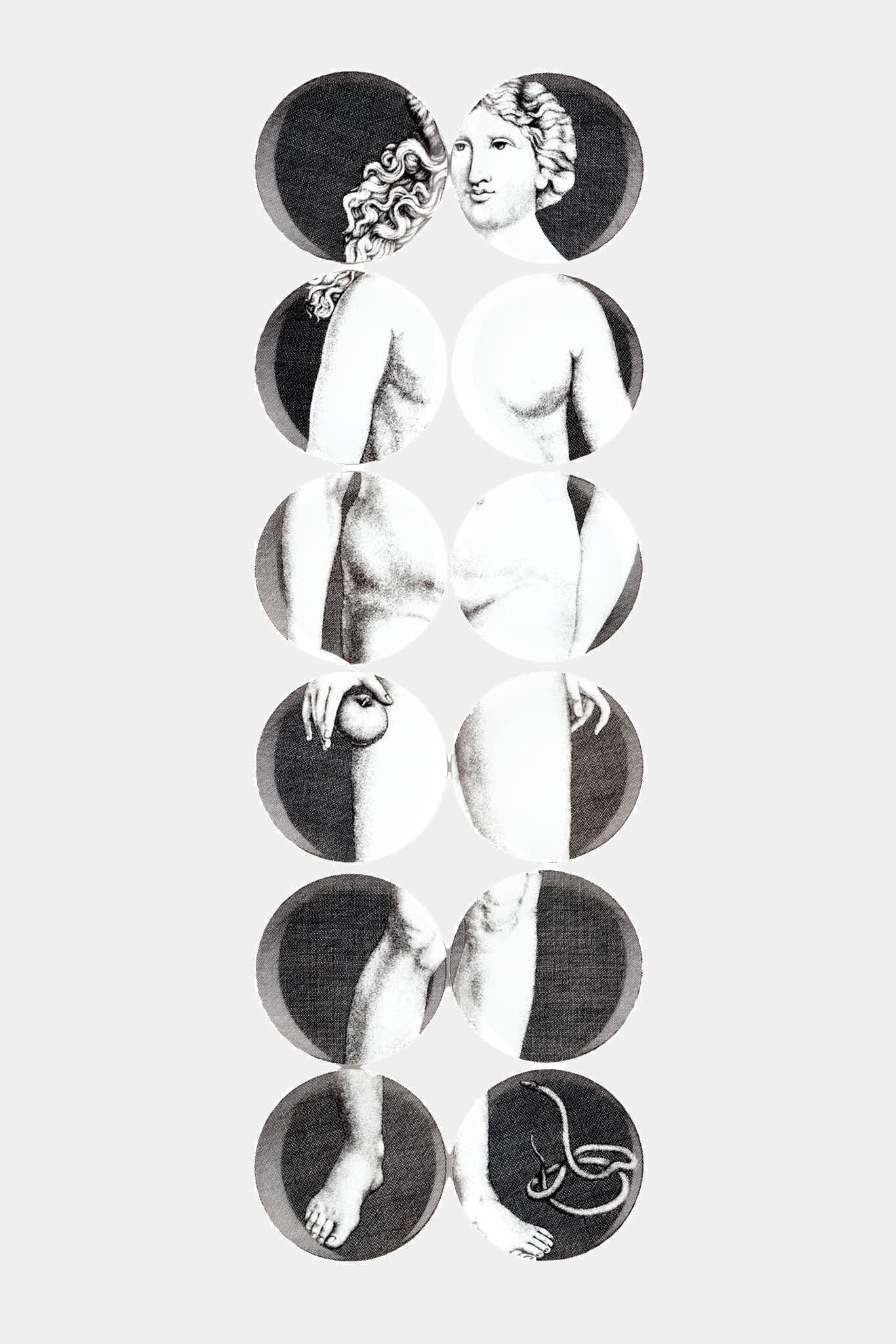 Fornasetti Set de 12 assiettes murales Eva P10X279 - 53091_TU 