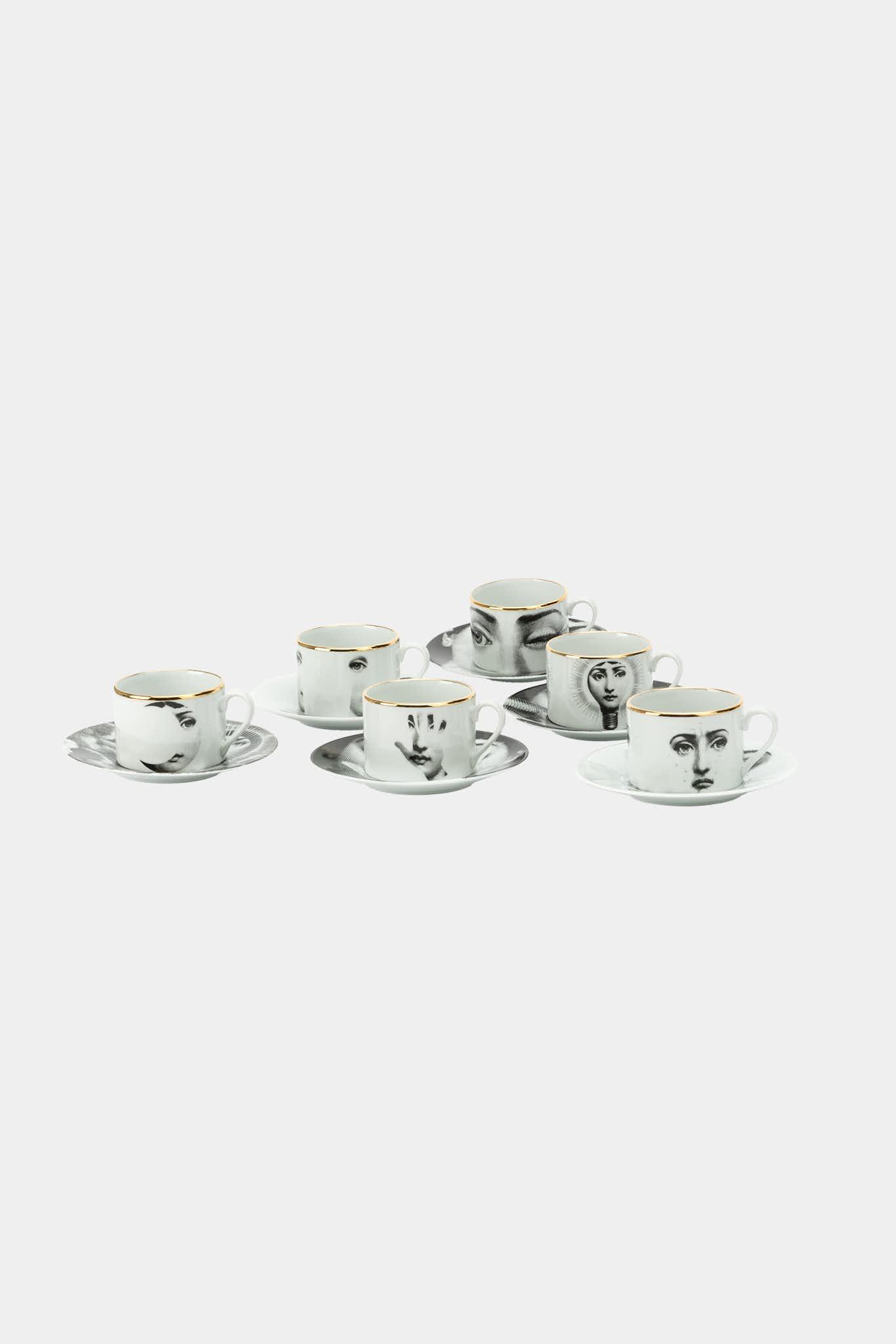 Fornasetti Set de 6 tasses à thé Tema e Variazioni 2005 - doré - 22333_TU 
